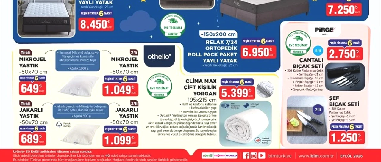 Kış Gelmeden Uyku Konforu Ucuzluyor! BİM'e 30 Eylül'de Yaylı Yatak, Yorgan ve Yastık Geliyor: Fiyatlar 649 TL'den Başlıyor